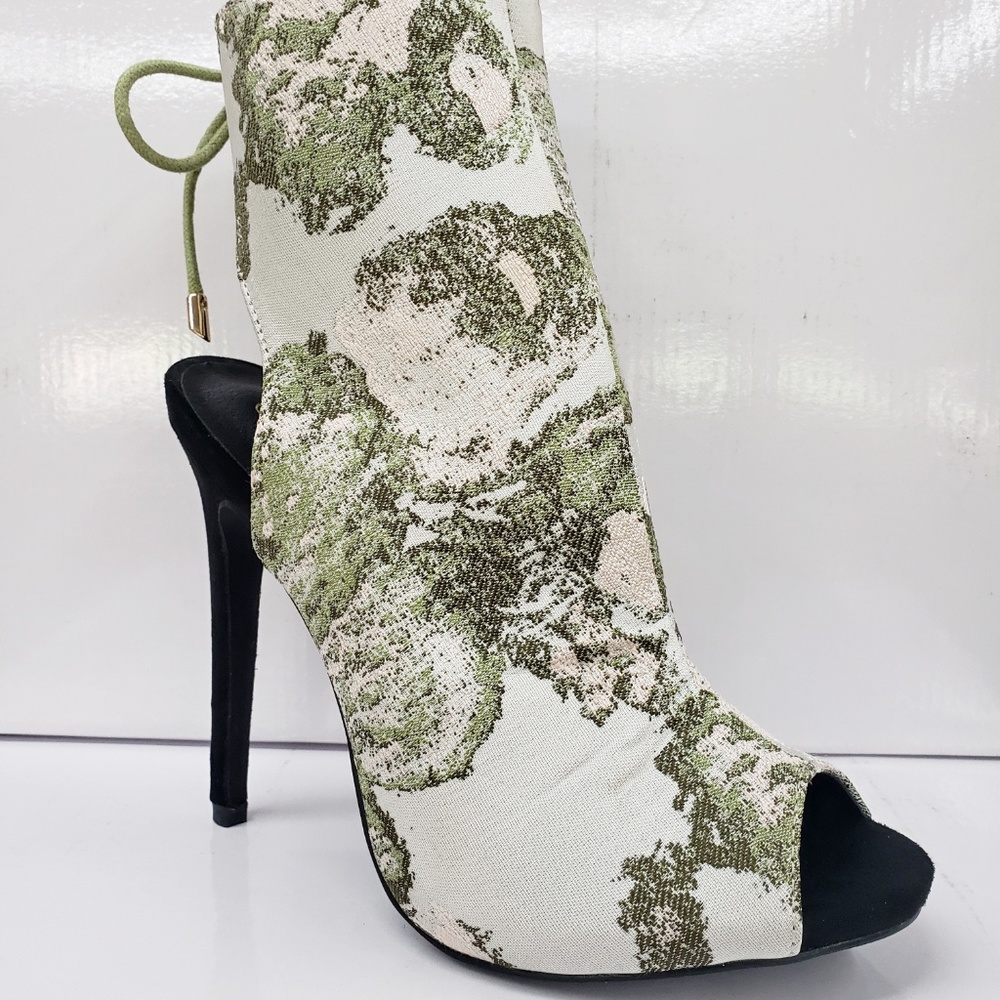 Olive Green Print 5" High Heel Shoes - Picture 3 of 8